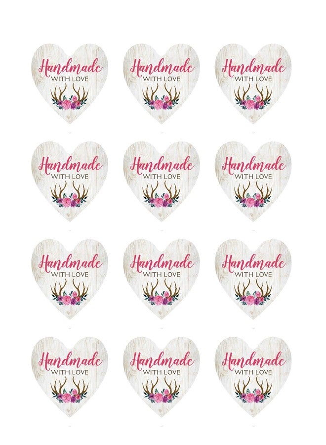 D2C Gift Wrap Handmade with Love Printed in Heart Shape Sticker, Ideal for Gift Wrapping, Packaging, Small Business, Corporate Gifts (90) - Image 1